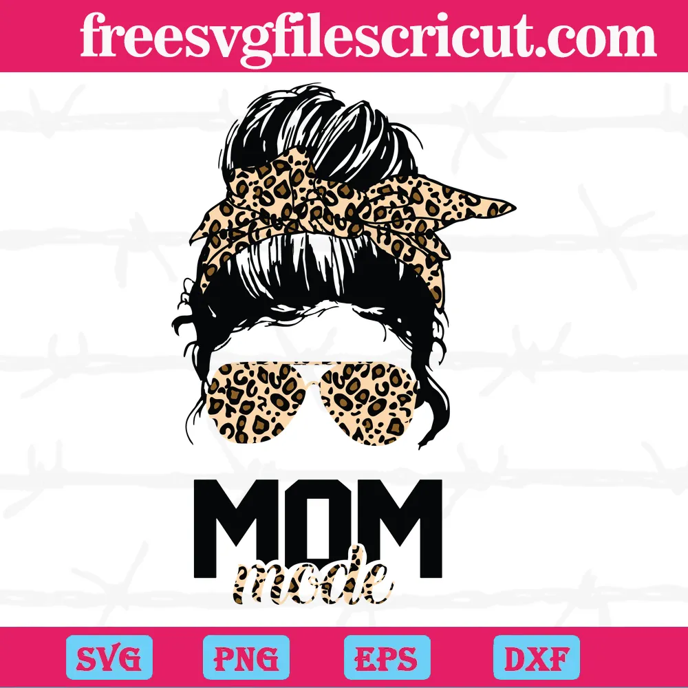 Baseball Mom Happy Mother's Day Messy Bun Leopard Png