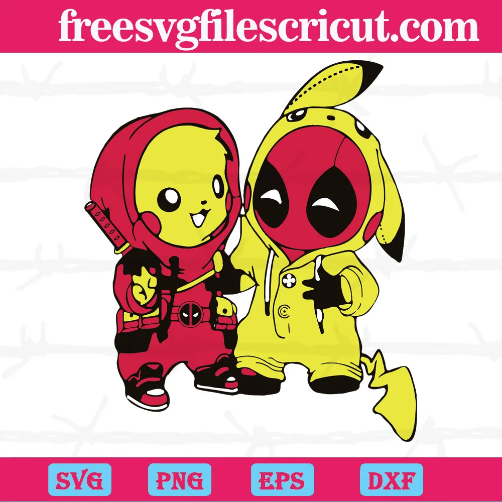 Pikachu And Deadpool Baby Multi Layered Files SVG