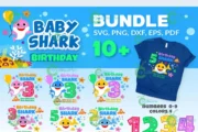10+ Baby Shark Birthday Bundle Svg