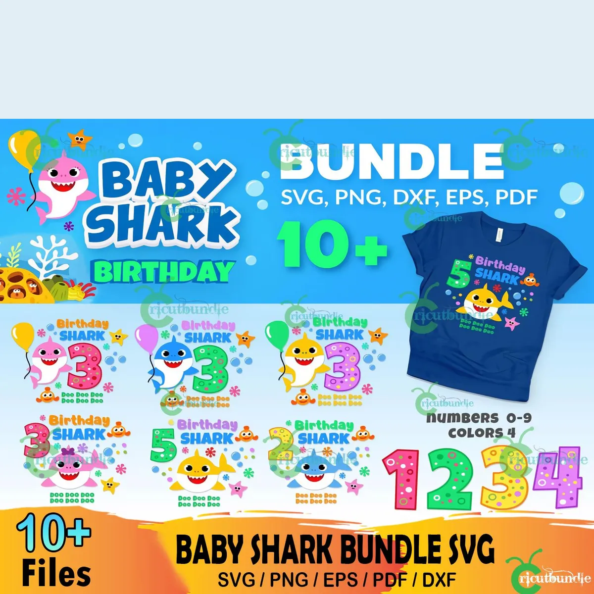 10+ Baby Shark Birthday Bundle Svg