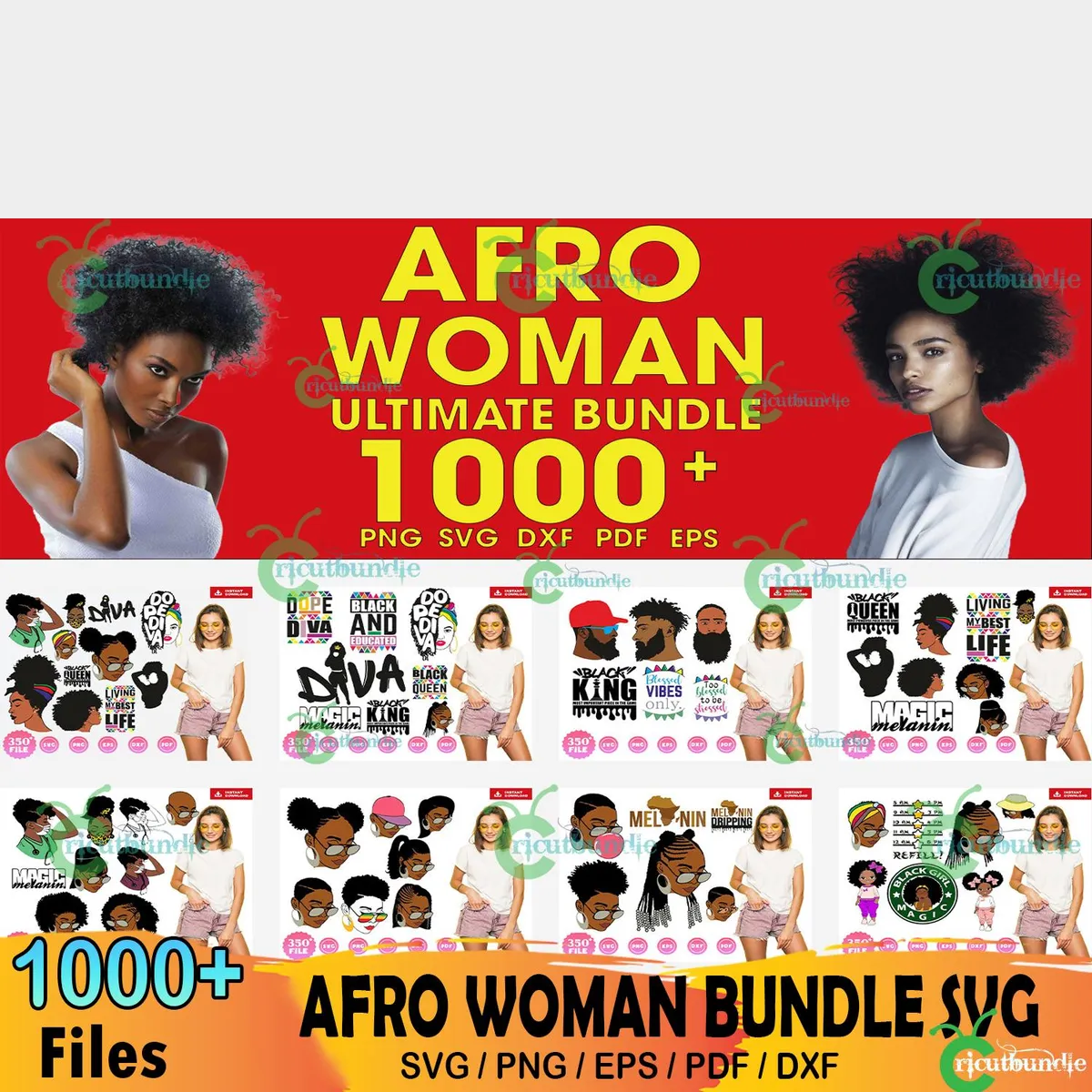 1000 Afro Woman Bundle Svg