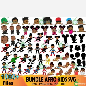 1000+ Bundle Afro Kids Svg