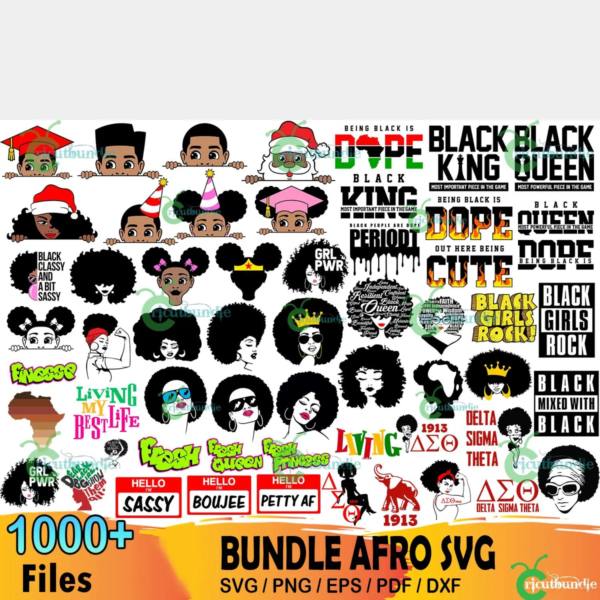 1000+ Bundle Afro Svg