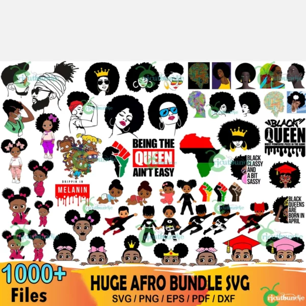 1000+ Huge Afro Bundle Svg, Black Girl Svg, Black Woman Svg