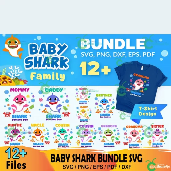 12+ Baby Shark Family Bundle Svg