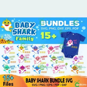 15+ Baby Shark Family Bundle Svg