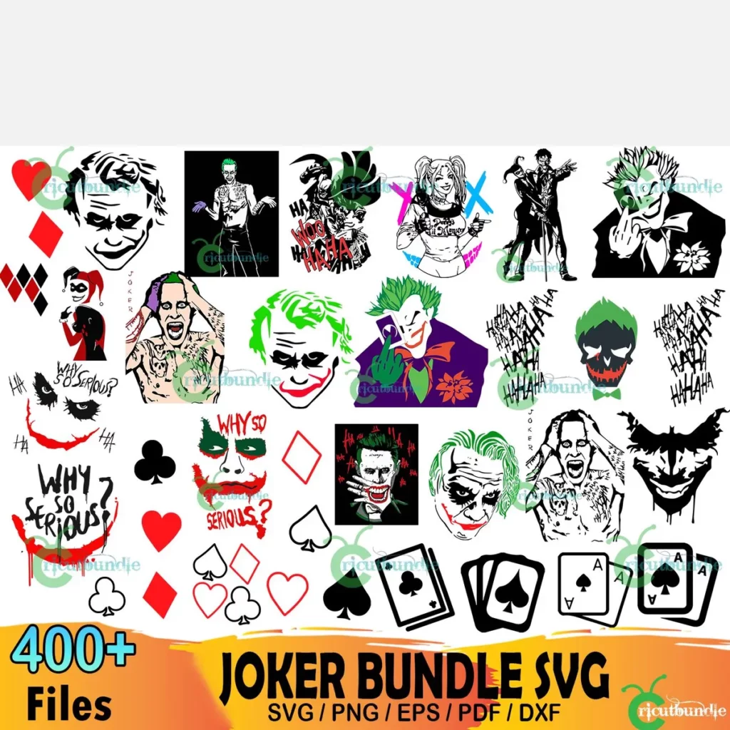 400 Joker Bundle Svg Joker Svg Villain Svg Harley Quinn Svg Free Svg Files For Cricut 