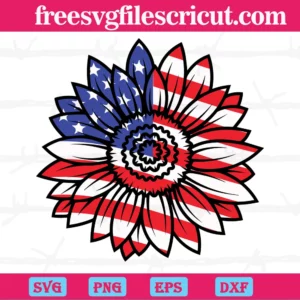 4Th Of July America Flag Sunflower Svg Png Dxf Eps Cricut