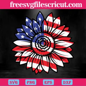 4Th Of July America Flag Sunflower Svg Png Dxf Eps Cricut Invert