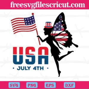 4Th Of July American Flag Tinkerbell, Silhouette Svg