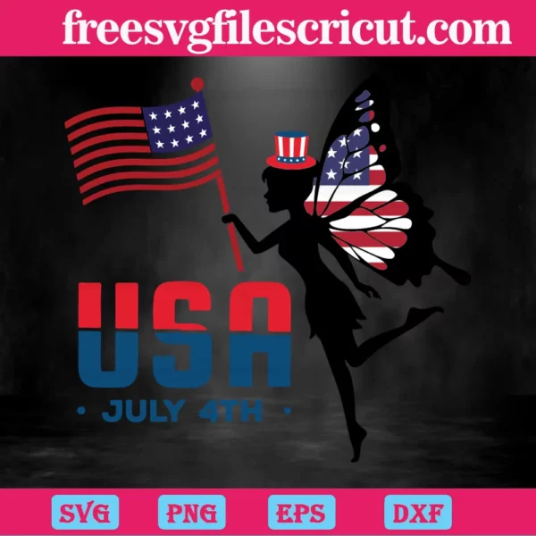 4Th Of July American Flag Tinkerbell, Silhouette Svg Invert
