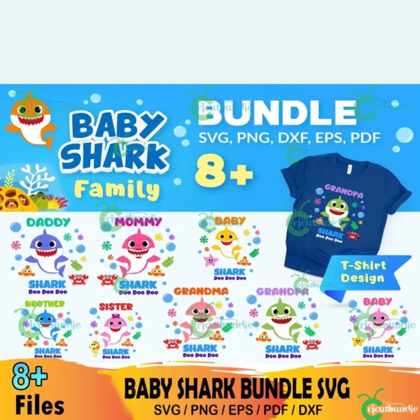 8+ Baby Shark Family Bundle Svg