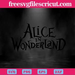 Alice In Wonderland Logo Black And White Outline, Scalable Vector Graphics Invert