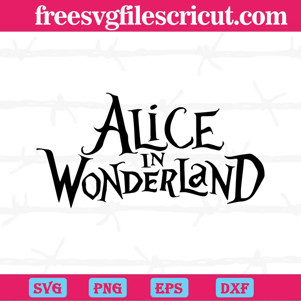 Alice In Wonderland Logo Black And White Outline, Scalable Vector Graphics
