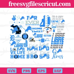 American Football Detroit Lions Logo Svg Bundle Invert