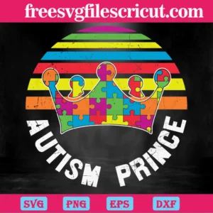 Autism Prince Crown Colorful Puzzle, Download Svg Cut Files Free Commercial Use