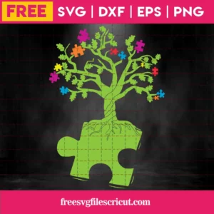 Autism Tree Puzzle, Free Svg Files For Cricut Invert