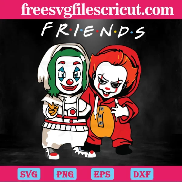 Baby Joker And Pennywise Friend Svg File For Crafting Projects Invert
