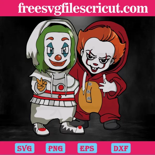 Baby Joker And Pennywise Friend Svg Free Commercial In Use Invert