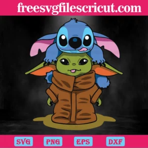 Baby Yoda And Stitch, Svg Png Dxf Eps Invert