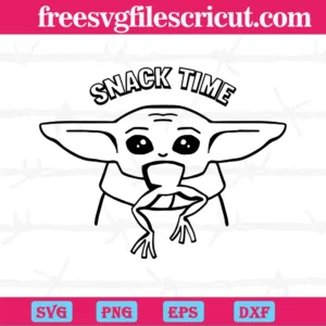 Baby Yoda Snack Time Outline Svg