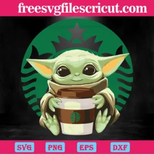 Baby Yoda Starbucks Svg Invert