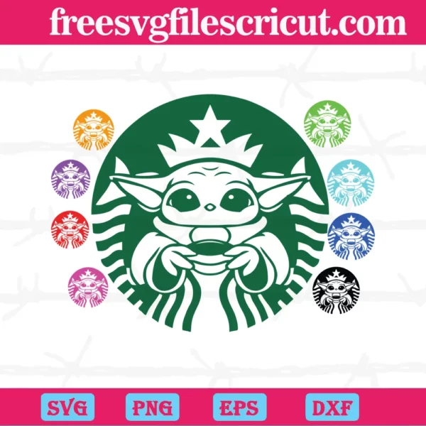 Baby Yoda Starbucks, Svg Png Dxf Eps Digital Files