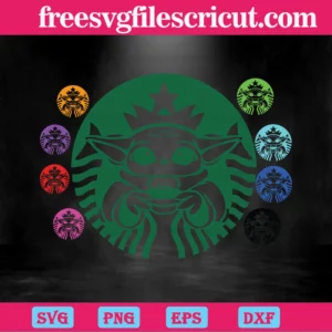 Baby Yoda Starbucks, Svg Png Dxf Eps Digital Files Invert