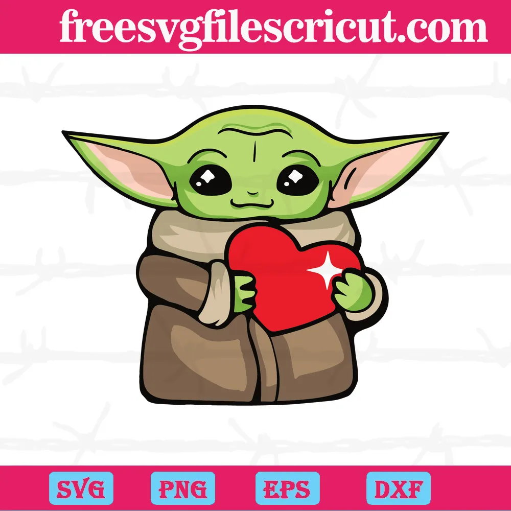 Baby Yoda With Heart Svg