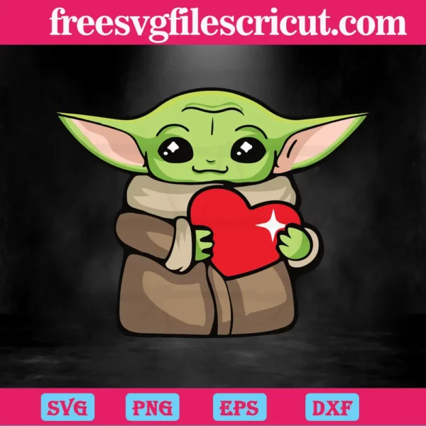 Baby Yoda With Heart Svg Invert