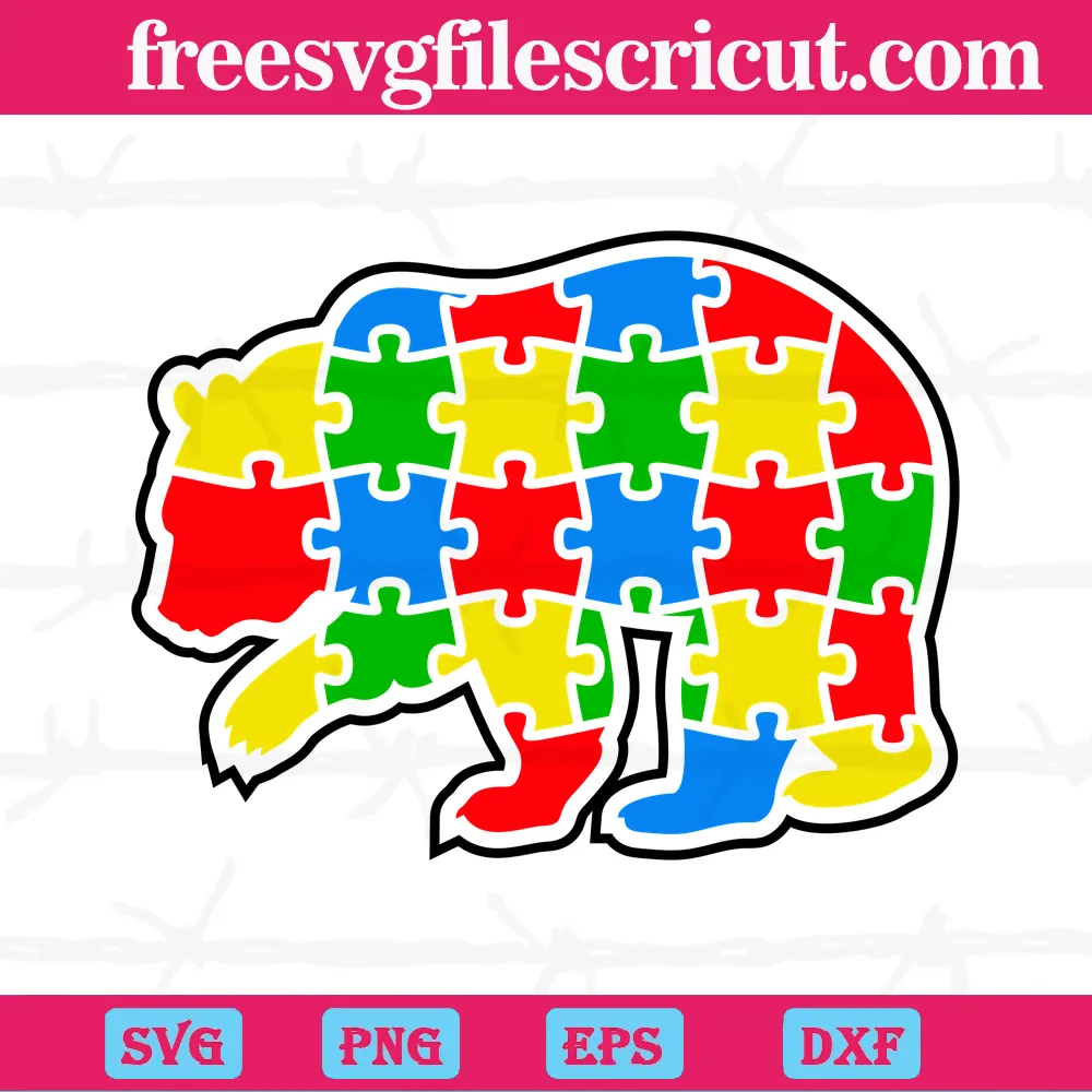 Bear Autism Puzzle Piece, Free Svg Designs For Cricut