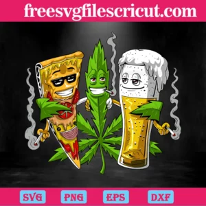 Beer Pizza Smoking Weed Svg Invert
