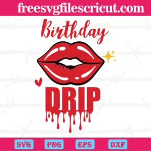 Birthday Drip Lips Outline, Scalable Vector Graphics