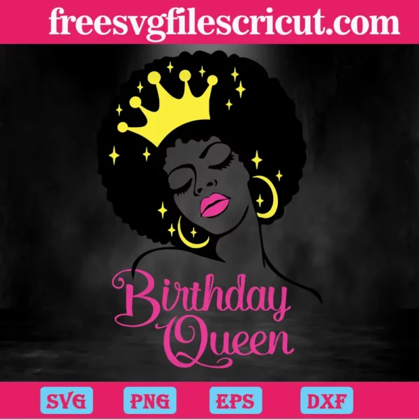 Birthday Queen With Crown, Transparent Background Files Invert
