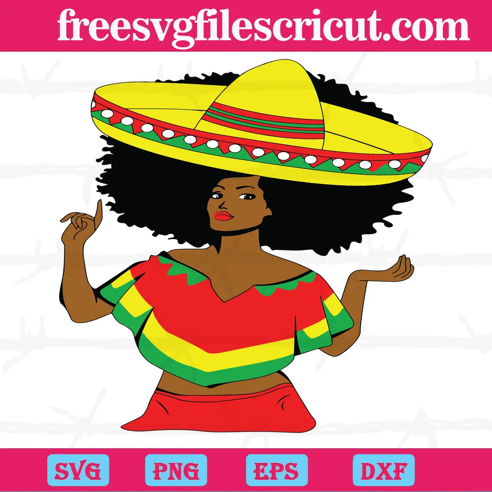 Black Girl Cinco De Mayo Vector Illustrations Svg