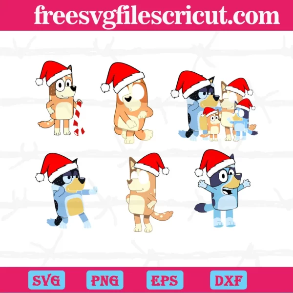 Bluey Christmas Family, Graphic Design Svg Invert