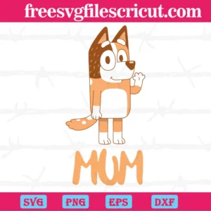 Bluey Mum Cartoon Dog, Svg Clipart Invert