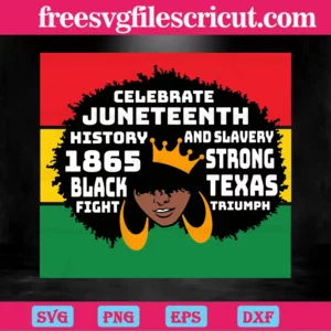 Celebrate Juneteenth Black Girl 1865 Svg Illustrations Invert