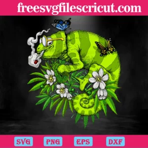 Chameleon Smoking Weed Svg Invert