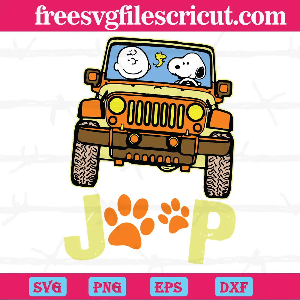 Charlie Brown And Snoopy In Jeep Svg