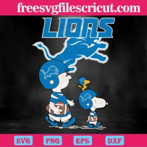 Charlie Brown Snoopy The Peanuts Detroit Lions Nfl Football Teams Helmet, Svg Cut Files Invert