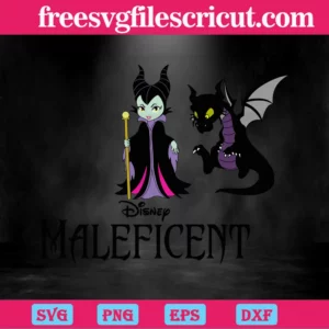 Chibi Maleficent And Diaval, Graphic Design Svg Invert