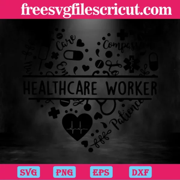 Compassion Palience Healthcare Worker Heart, Svg Designs Invert