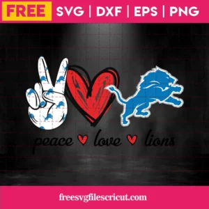Cricut Detroit Lions Peace Love Lions Svg Files Free, Svg Png Dxf Eps Invert