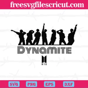 Dancing Bts Dynamite Logo Black And White, Layered Svg Files
