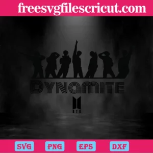 Dancing Bts Dynamite Logo Black And White, Layered Svg Files Invert