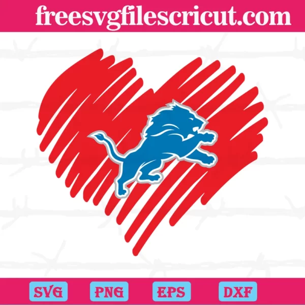 Detroit Lions Heart Football Lover, Svg Png Dxf Eps