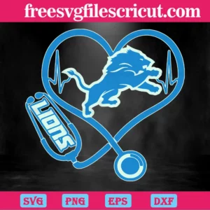 Detroit Lions Heart Stethoscope, Svg Png Dxf Eps Designs Download