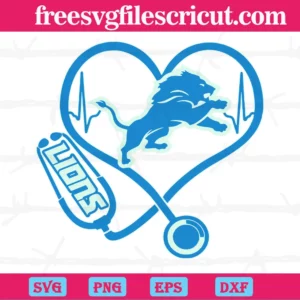 Detroit Lions Heart Stethoscope, Svg Png Dxf Eps Designs Download Invert