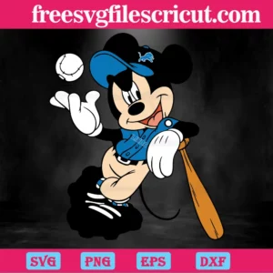 Detroit Lions Mickey Mouse Nfl Football Baseball Bat, Svg Png Dxf Eps Digital Download Invert
